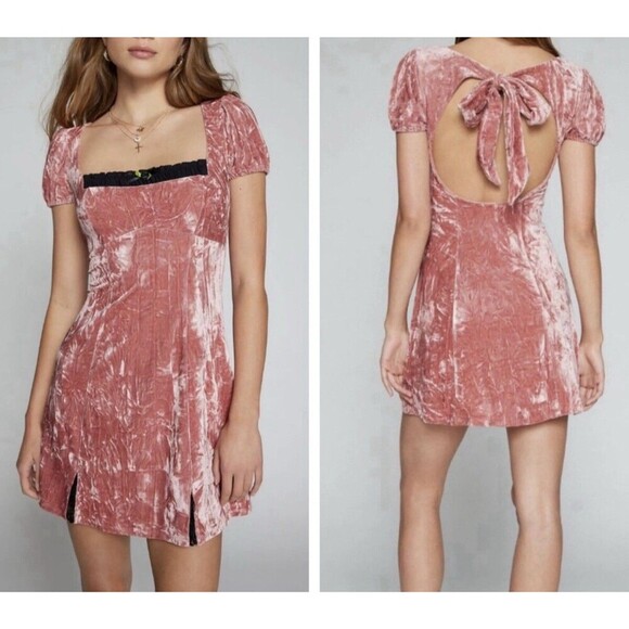 Nwt romantic chic casual outfitters Kimchi Blue princess Jill Pink Velvet size L - Picture 1 of 10